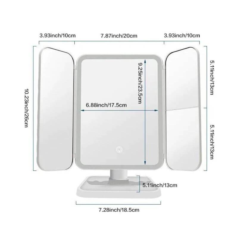 Trifold© | Espelho Inteligente com LED e Zoom Reclinável