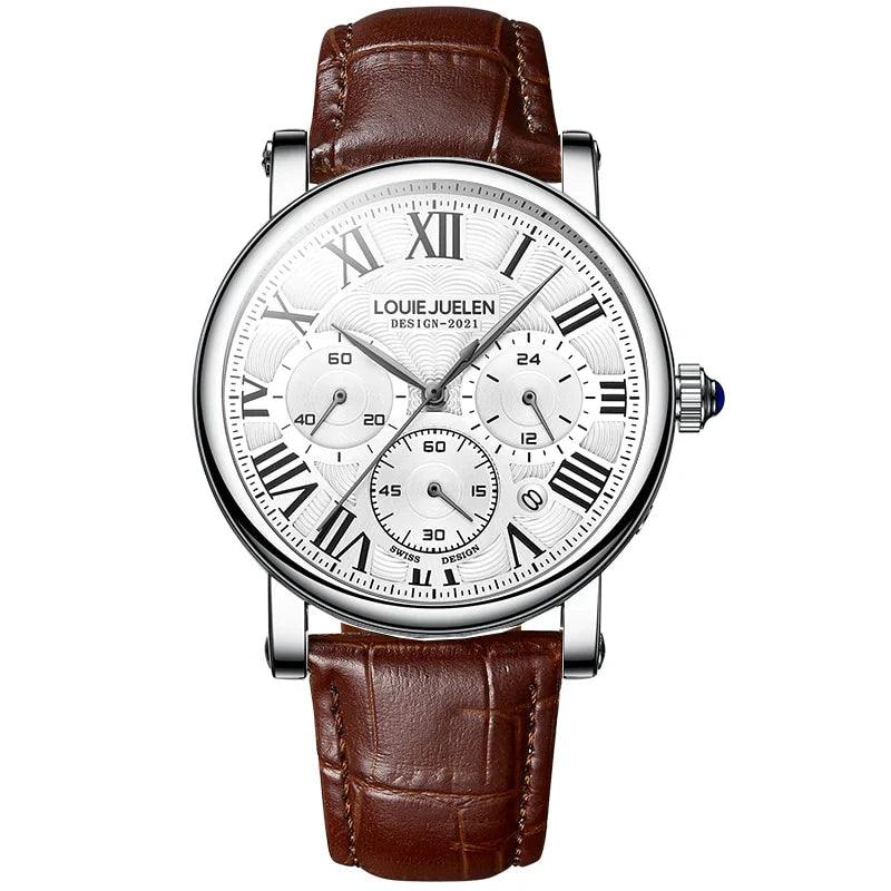 Classic 40mm | Sofisticação em Aço Inox e Couro Legítimo